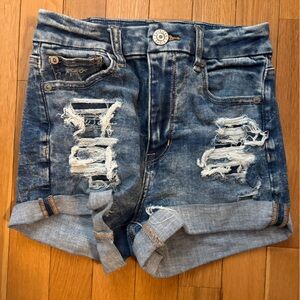 American Eagle Outfitters Blue Distressed Jean Shorts